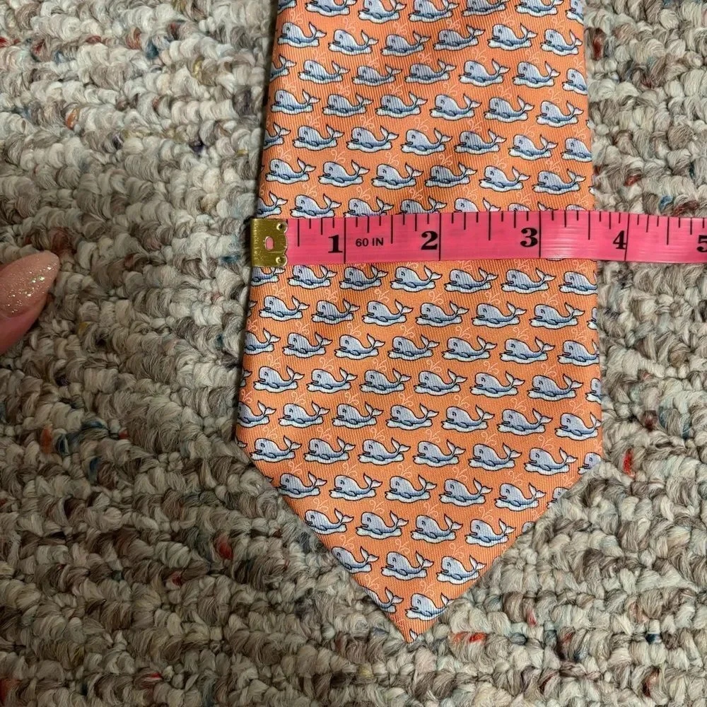 Vineyard Vines Whale Coral 100% Silk Neck Tie